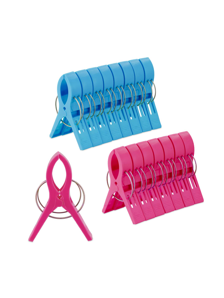relaxdays 16 x Strandtuchklammern in Blau/ Pink günstig kaufen onesize