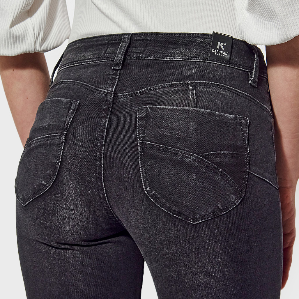 FLORR  Jean slim femme noir effet délavé