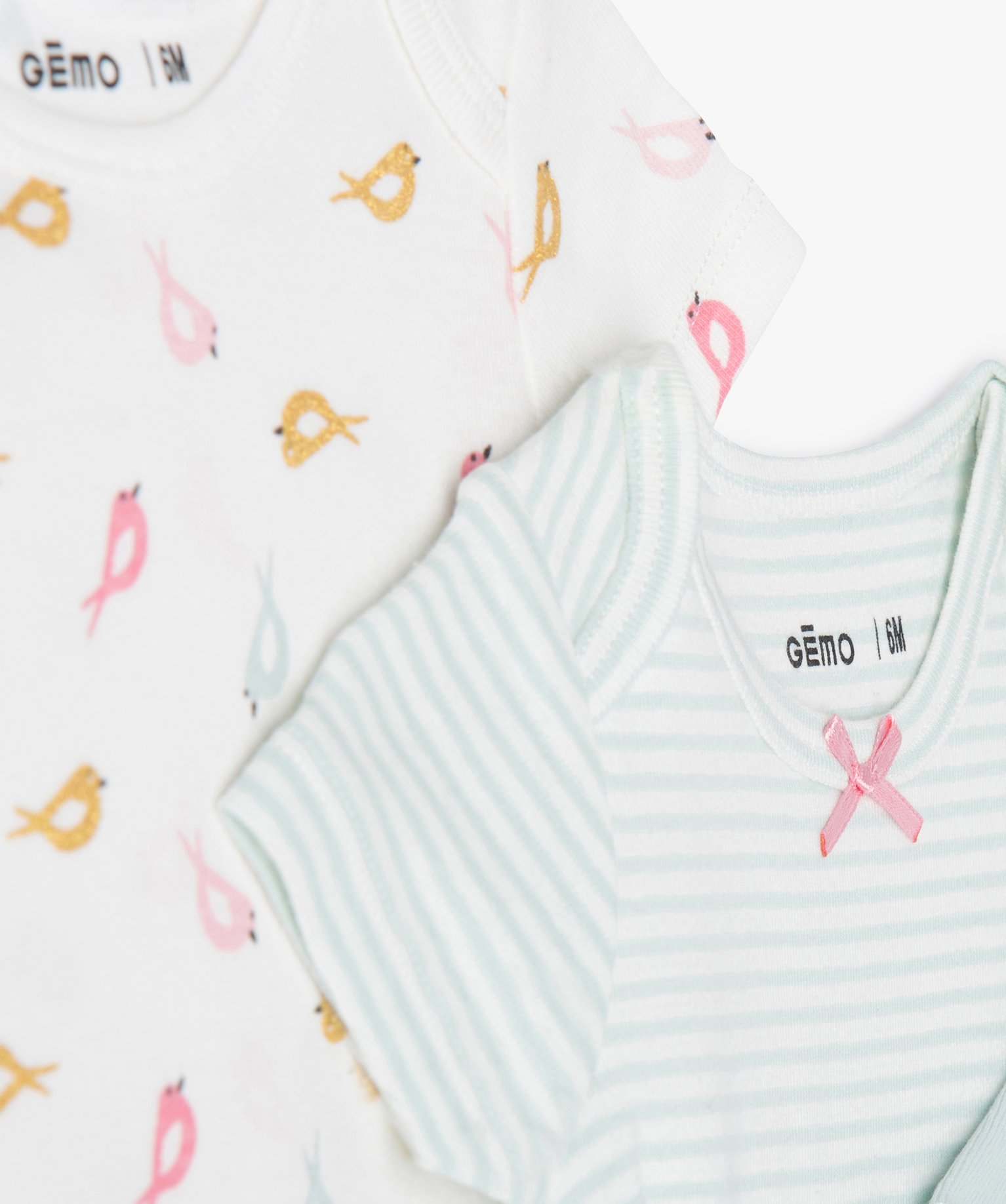 Bodies bébé manches courtes à motif oiseaux (lot de 3) ecru | GEMO