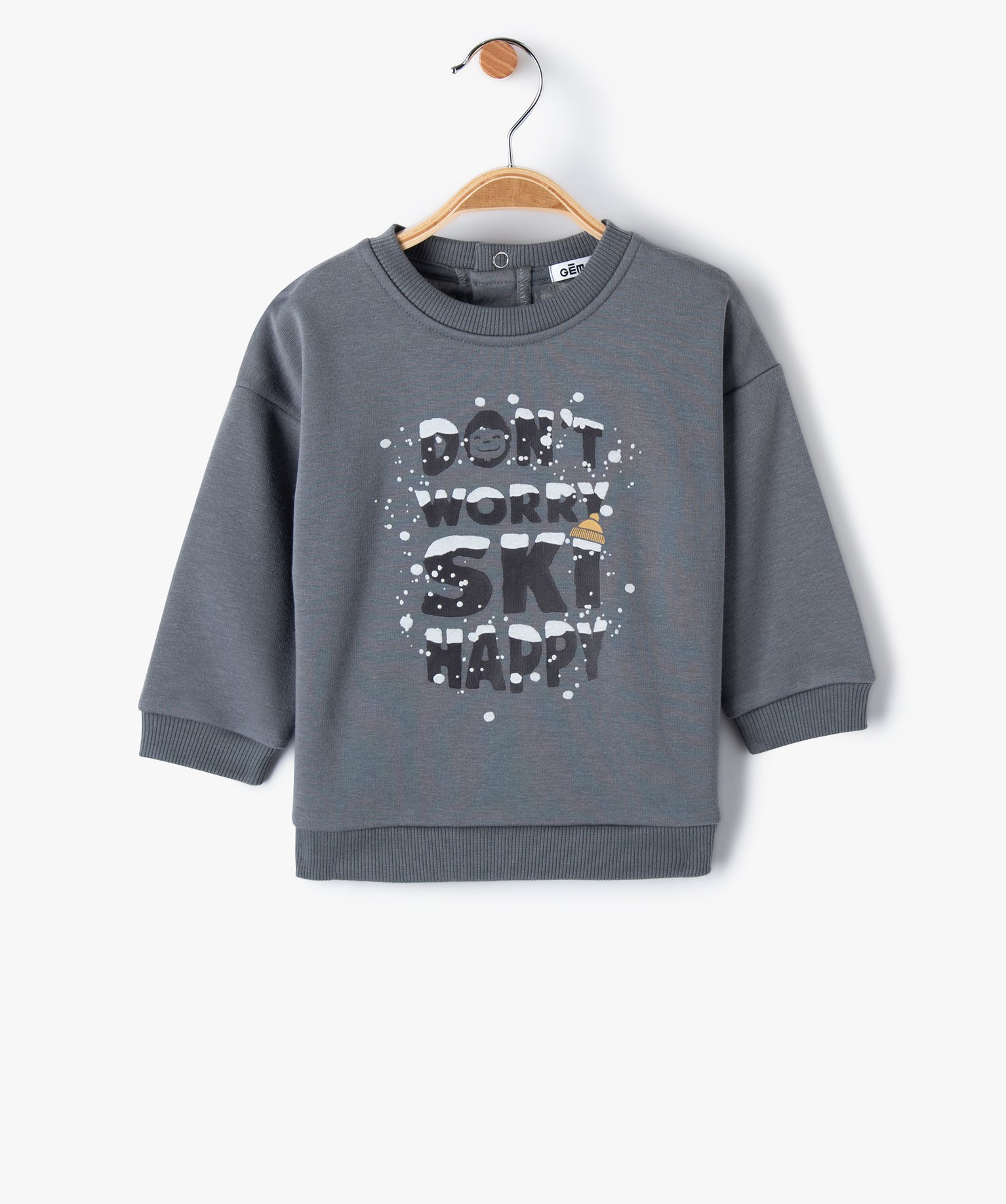 Sweat bébé Garçon en molleton motif hiver gris | GEMO
