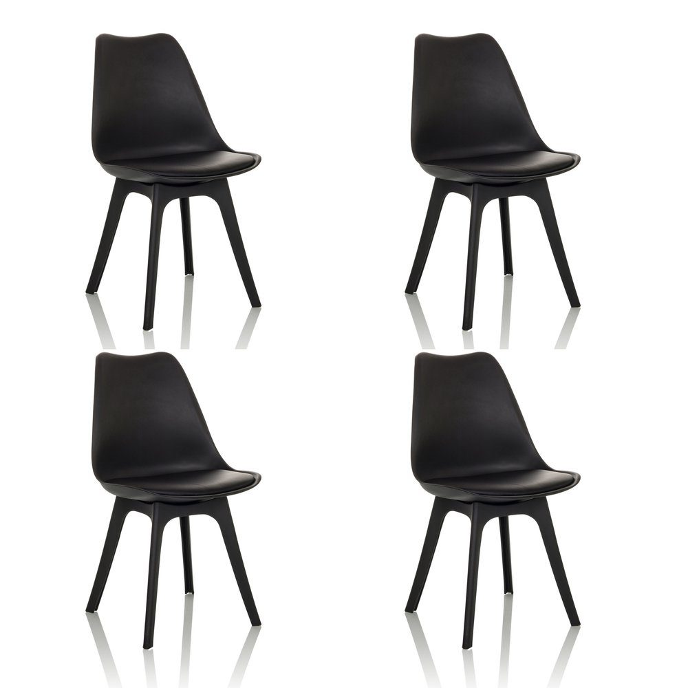 hjh OFFICE Schalenstuhl Schalenstuhl 4er Pack SCANDI P Kunststoff (4er Set), Esszimmerstuhl, Stuhl im skandinavischen Design, PU Sitzkissen