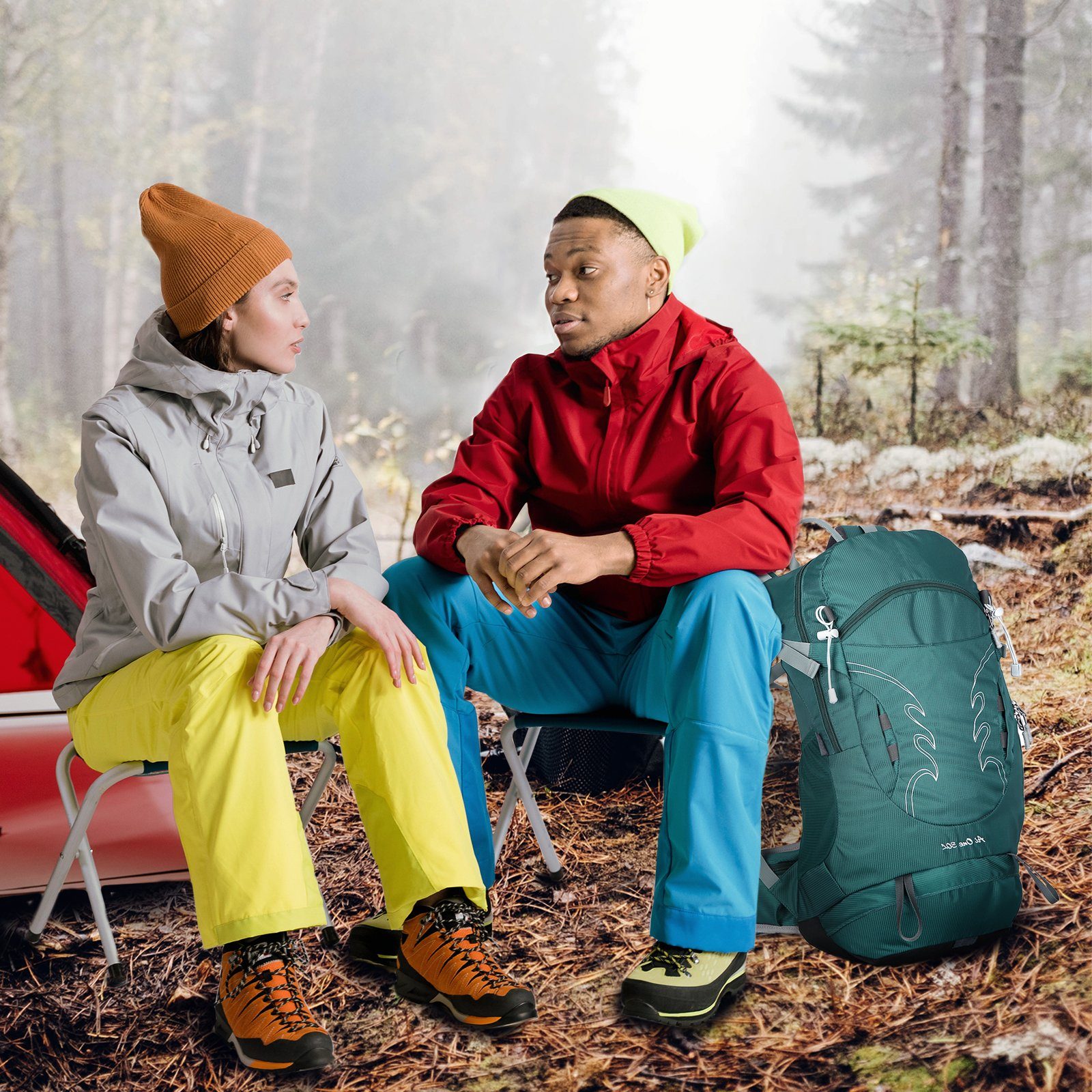 TAN.TOMI Kletterrucksack 30L Großer Wanderrucksack mit Rückenbelüftung, wasserabweisend (Ausgestattet mit 1-Rucksack und 1-Regenabdeckung), mit Regenschutz für Outdoor Reisen Camping Trekking