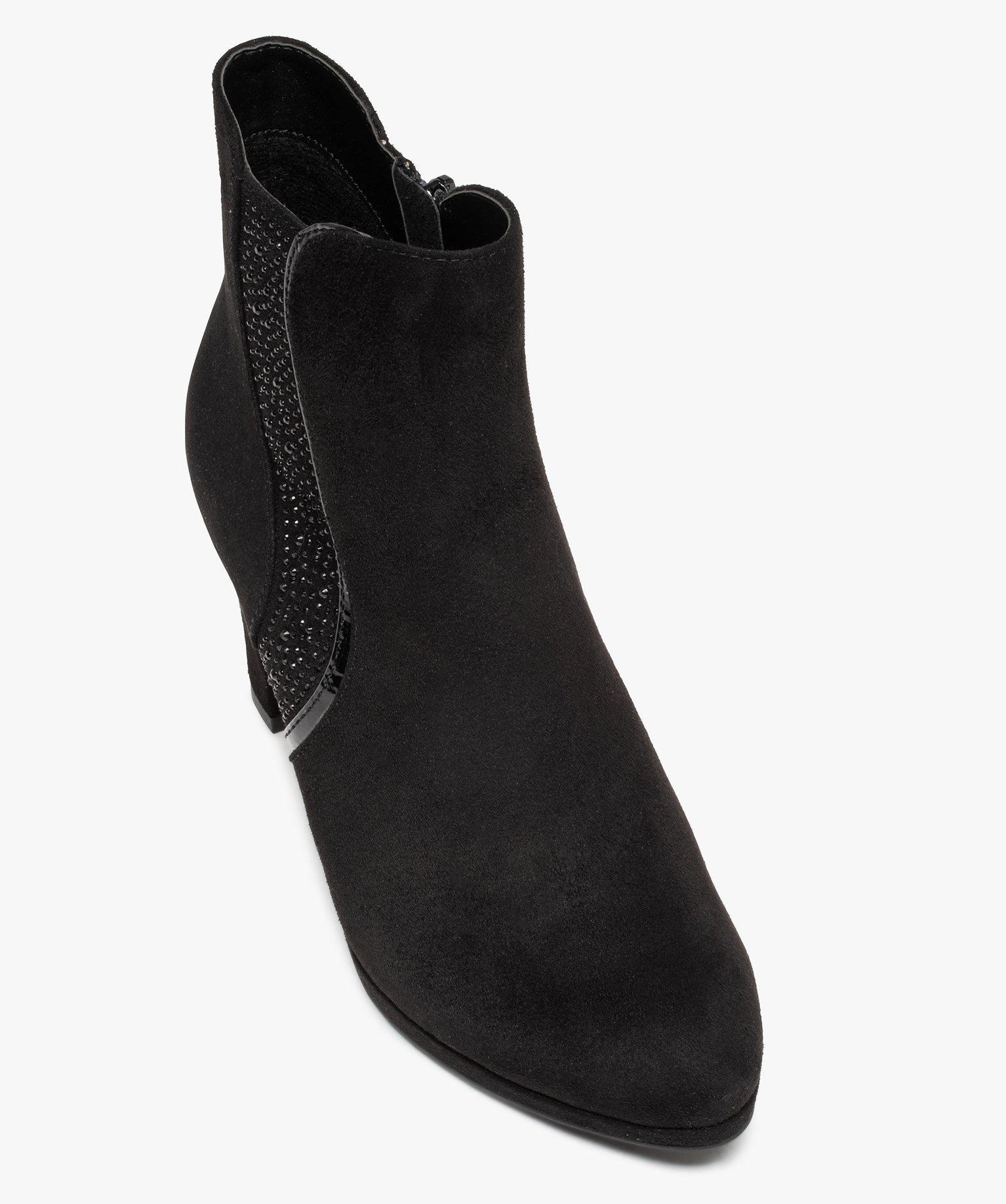 Boots femme à talon haut et détails pailletés noir | GEMO