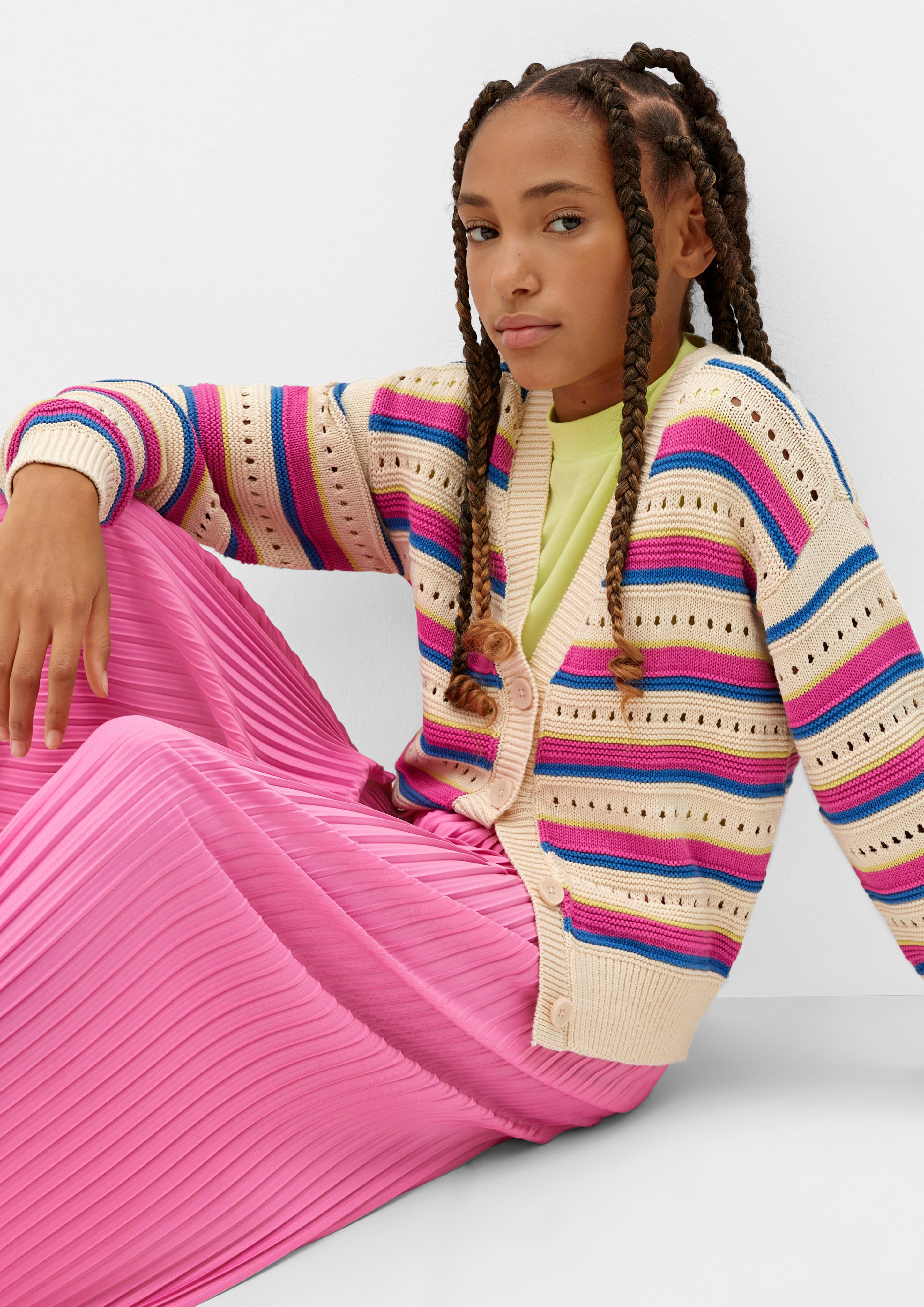 Strickjacke mit Ajourmuster  2128293-08X1