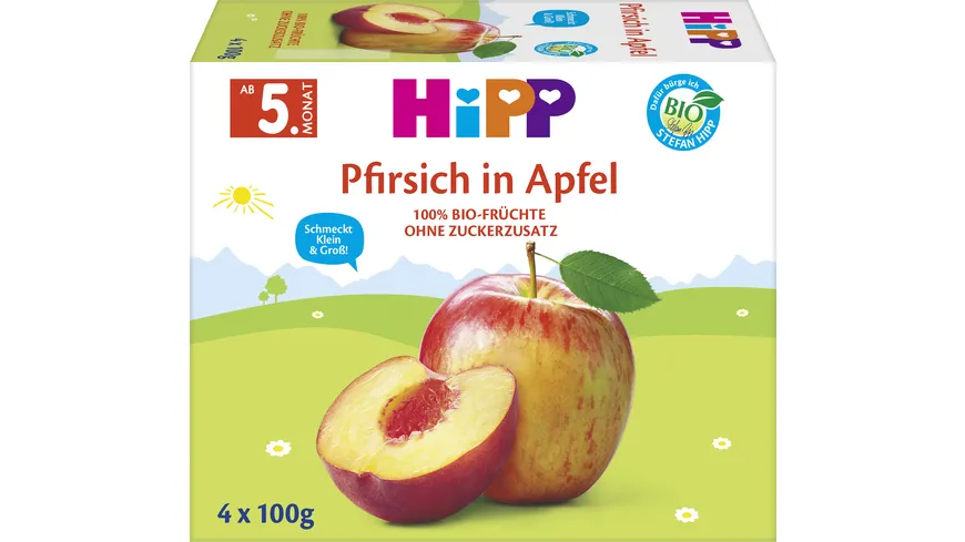 HiPP Bio Früchte im Becher Pfirsich in Apfel 400 g