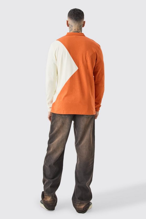 Tall langärmliges Colorblock Poloshirt