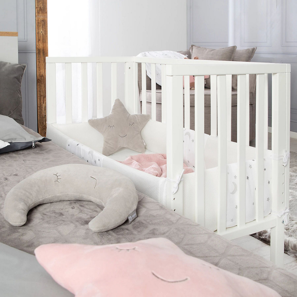 Beistellbett 2in1 Sternenzauber grau