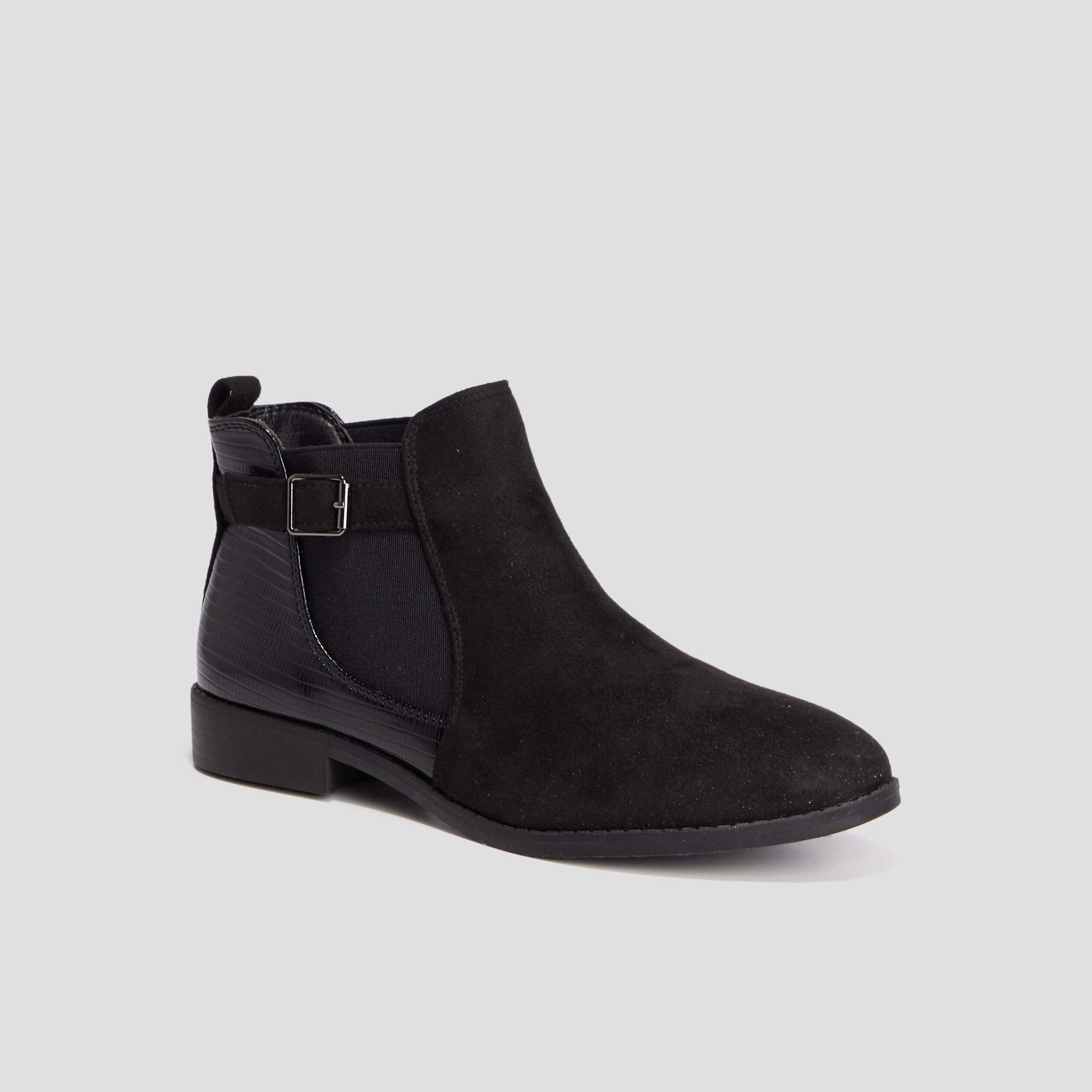 Bottines chelsea avec boucles noir femme | La Halle