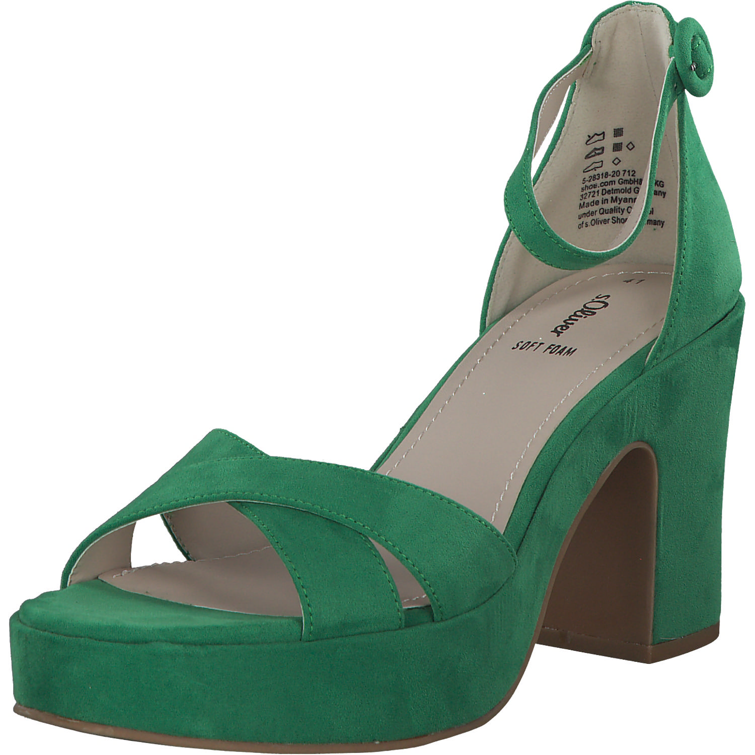 s. Oliver 28318, Plateau-Sandaletten, Damen, GREEN