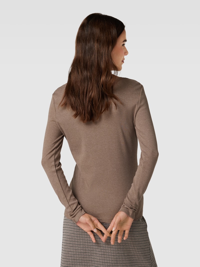 Longsleeve mit V-Ausschnitt in taupe meliert