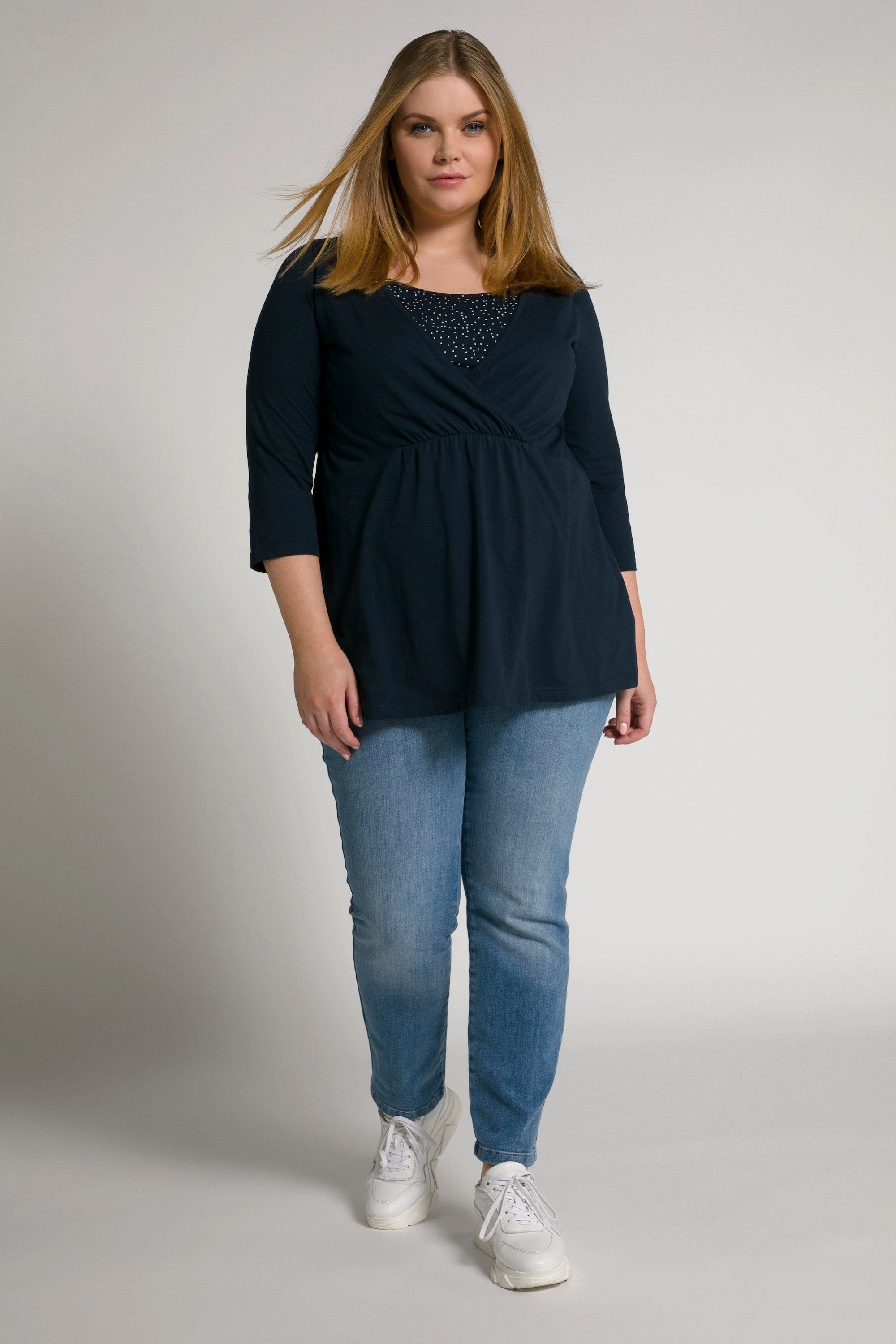 Ulla Popken Umstandsshirt Bellieva-Shirt Wickeloptik Stillfunktion 3/4-Arm
