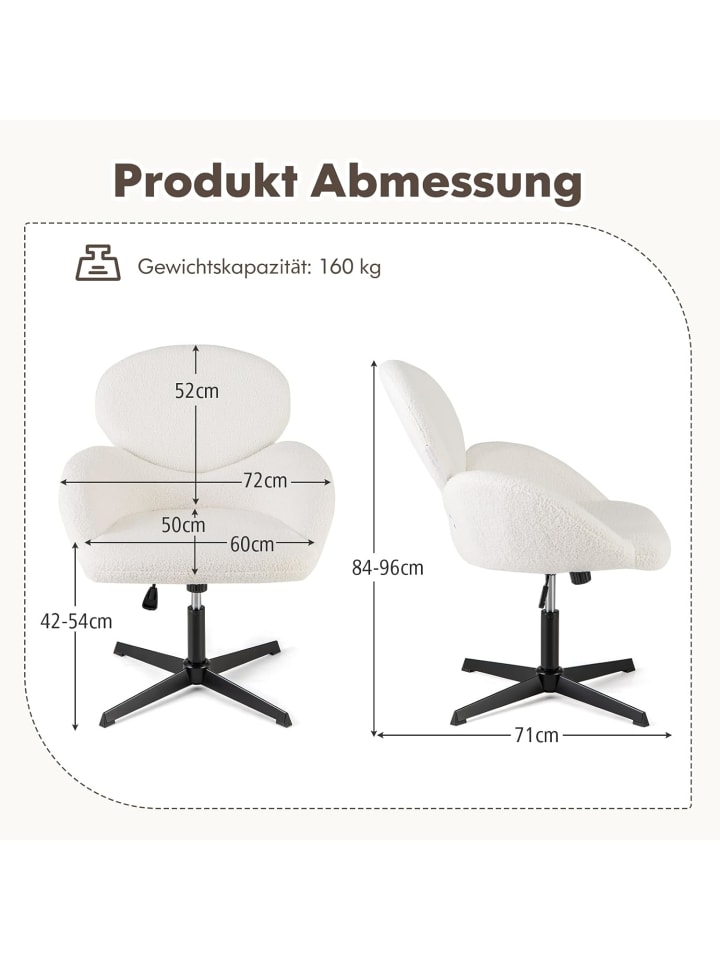 COSTWAY Schreibtischstuhl drehbarer in Weiß günstig kaufen onesize