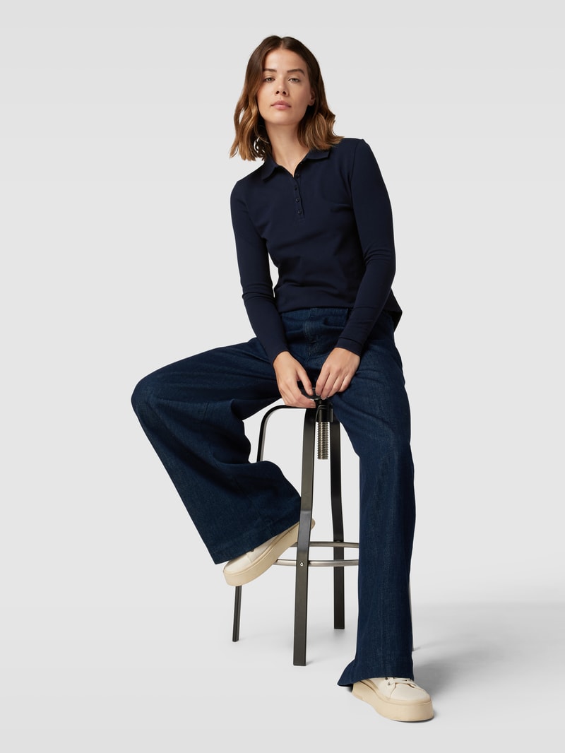 Longsleeve mit Polokragen in dunkelblau