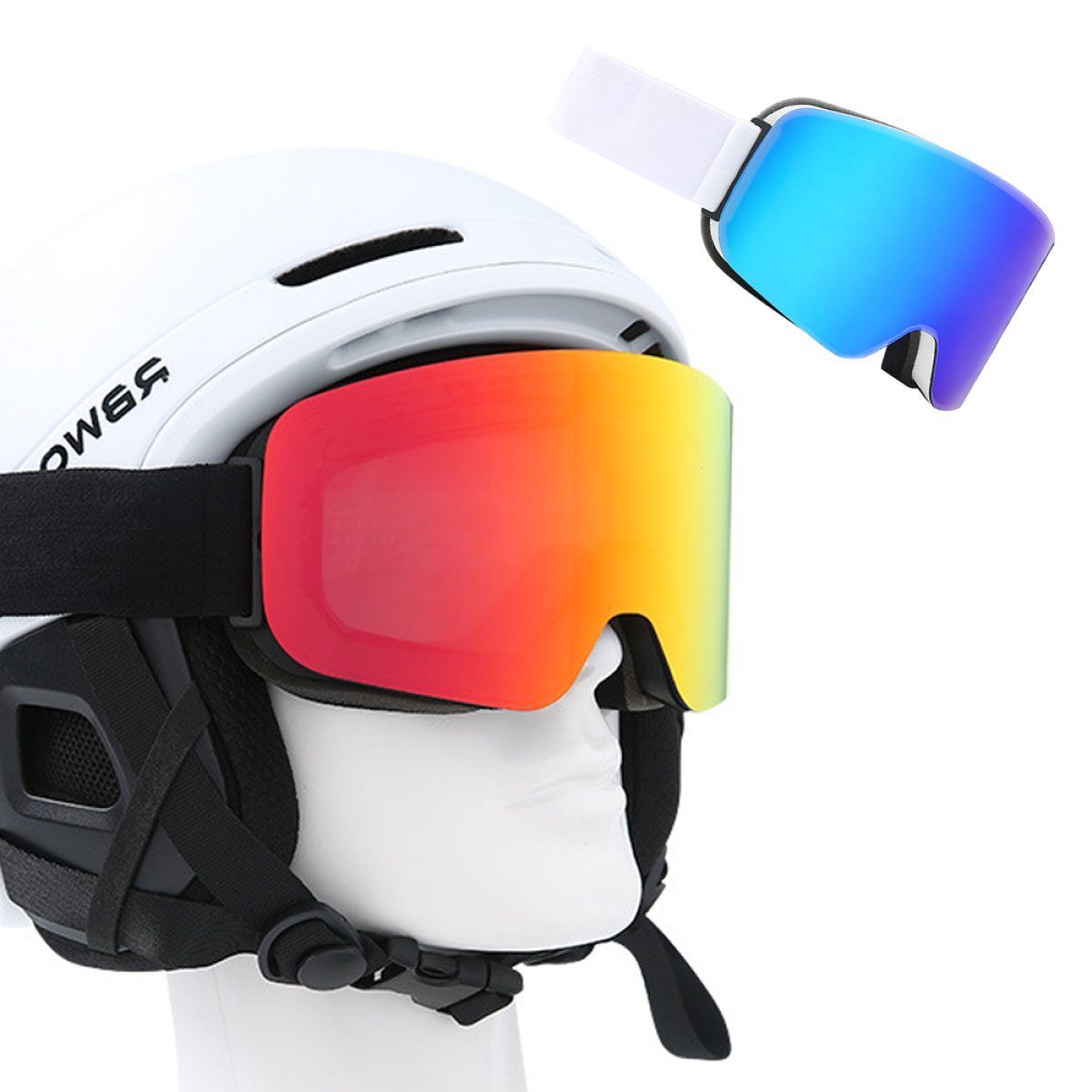 JedBesetzt Snowboardbrille Skibrille Snowboard Brille für Damen und Herren - Verspiegelt