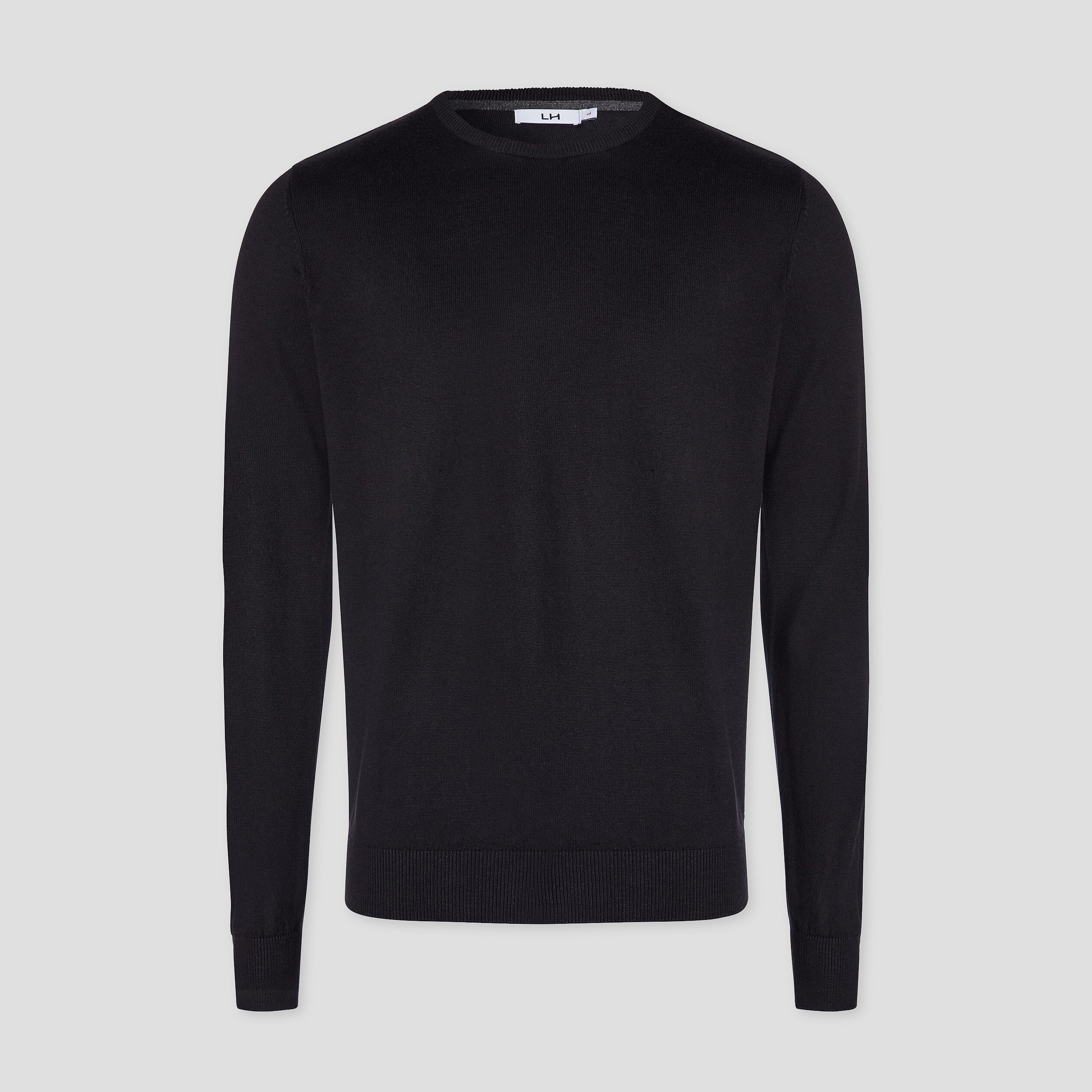 Pull droit col rond noir homme | La Halle