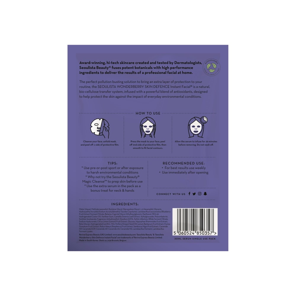 seoulista beauty Seoulista Beauty Wonderberry Instant Facial Masque Visage