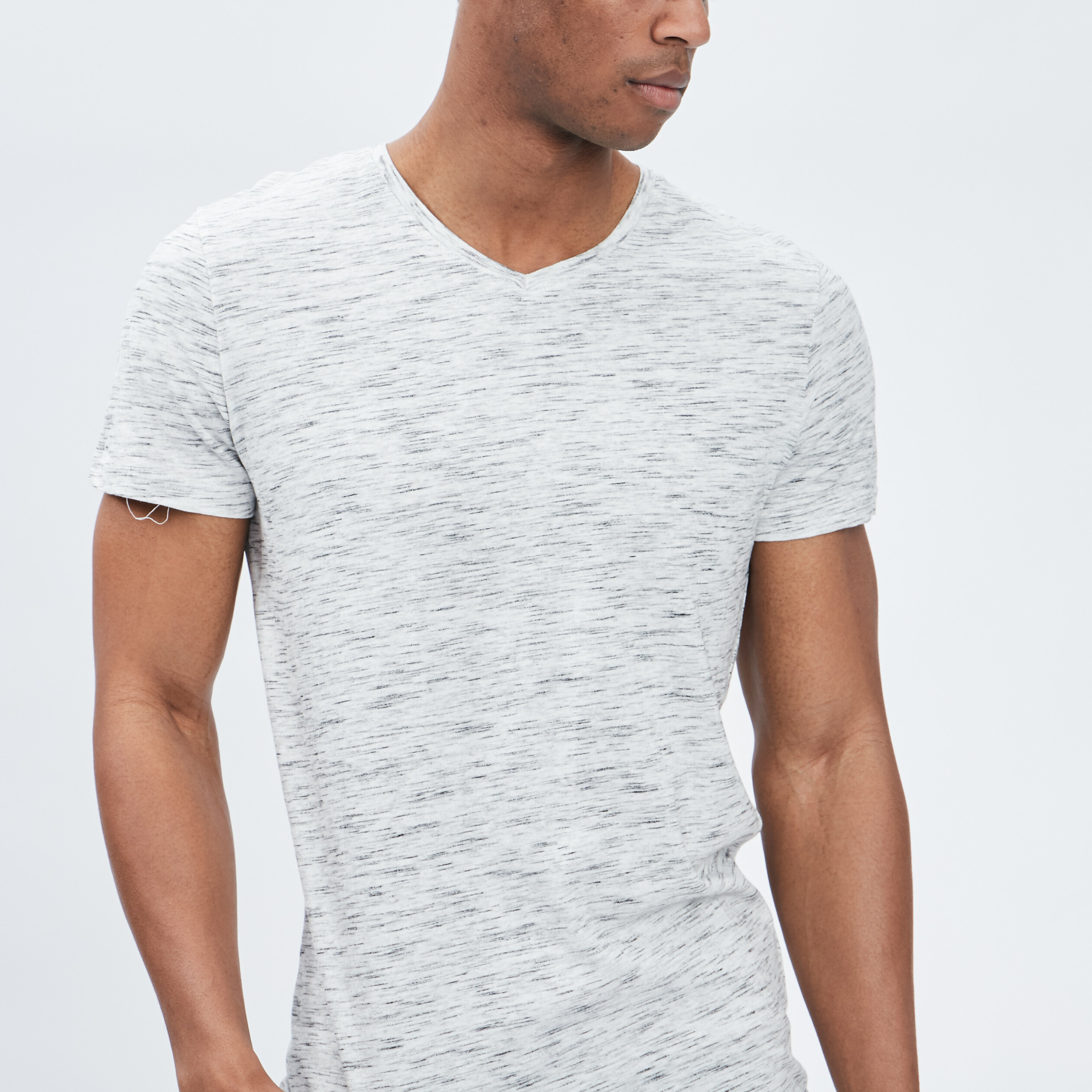 T-shirt manches courtes chiné ecru homme | La Halle