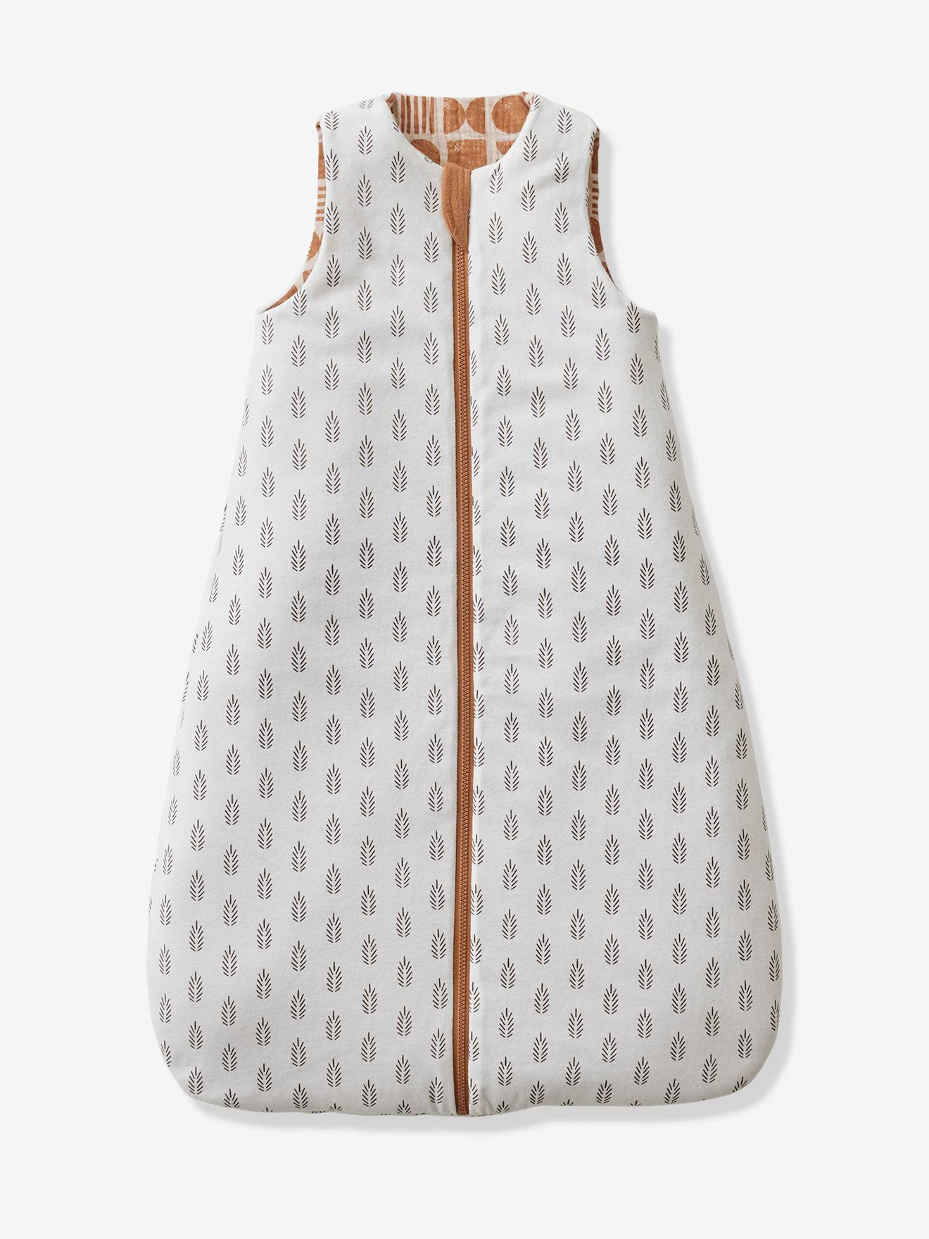 Vertbaudet Ärmelloser Baby Wende-Schlafsack ETHNIC mit Recycling-Polyester - beige bedruckt