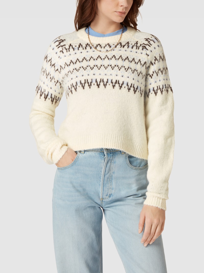 Norwegerpullover mit Raglanärmeln in beige meliert