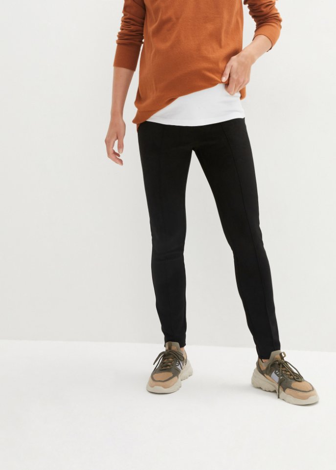 Umstandshose Velour-Lederimitat-Leggings mit Biese