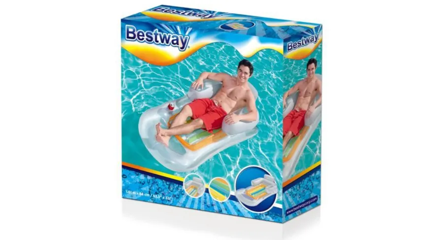Bestway - Luftmatratze mit Rückenlehne Designer Fashion Lounge 161 x 84 cm, 1 Stück, sortiert