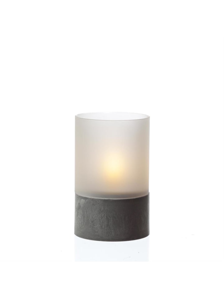 MARELIDA LED Solar Windlicht Solar Kerze Glas flackernd H: 12,5cm in grau günstig kaufen onesize