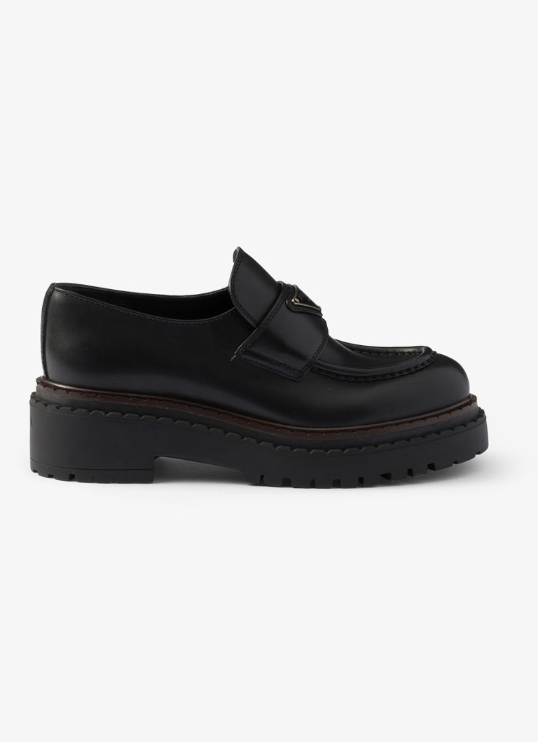 Mocassins Prada em couro chocolate duplo