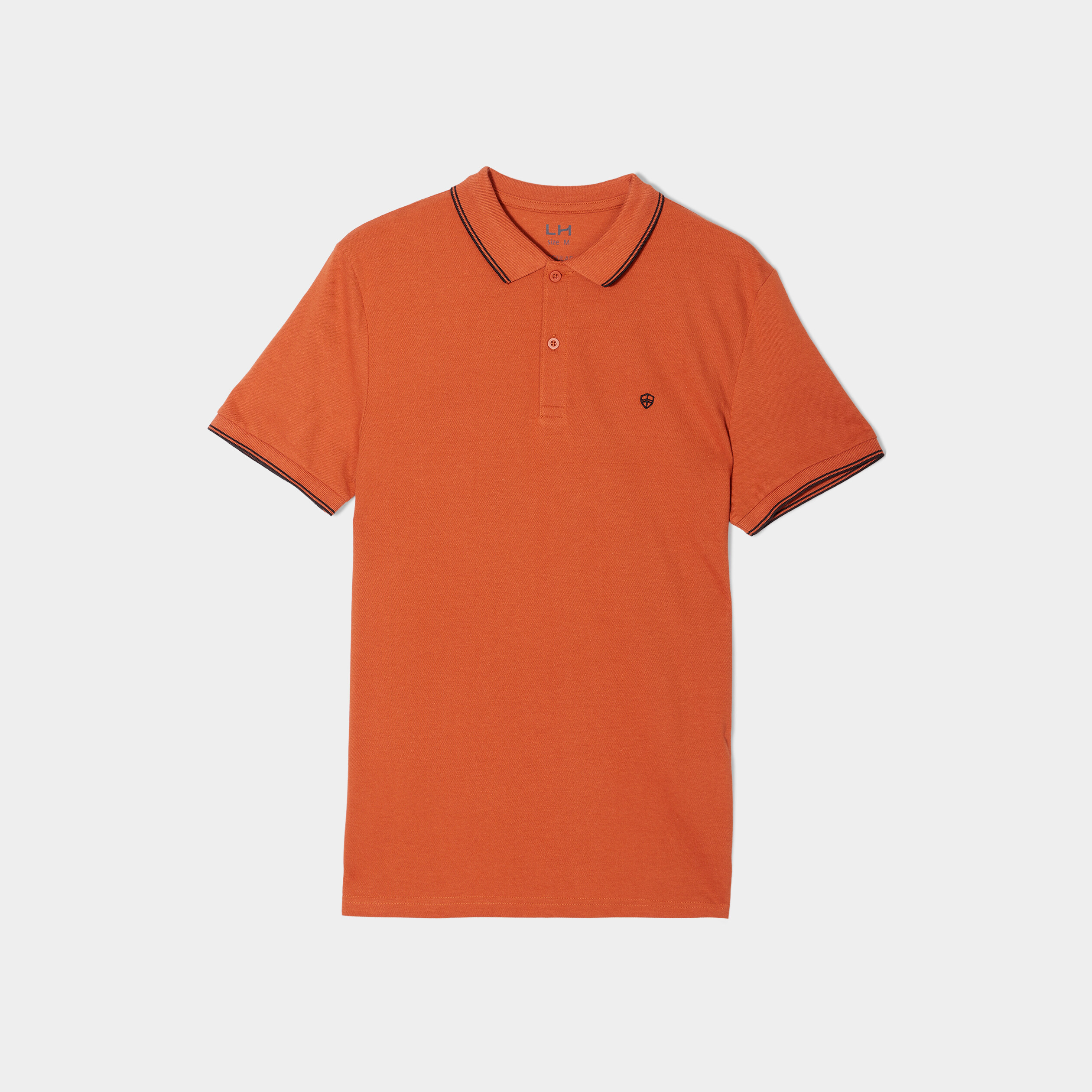 Polo manches courtes bords contrastés orange foncé homme | La Halle