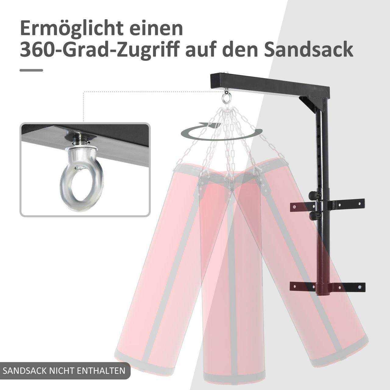 HOMCOM Boxsackhalterung 60-88cm Wandhalterung Boxsack Sandsack Halterung Schwarz