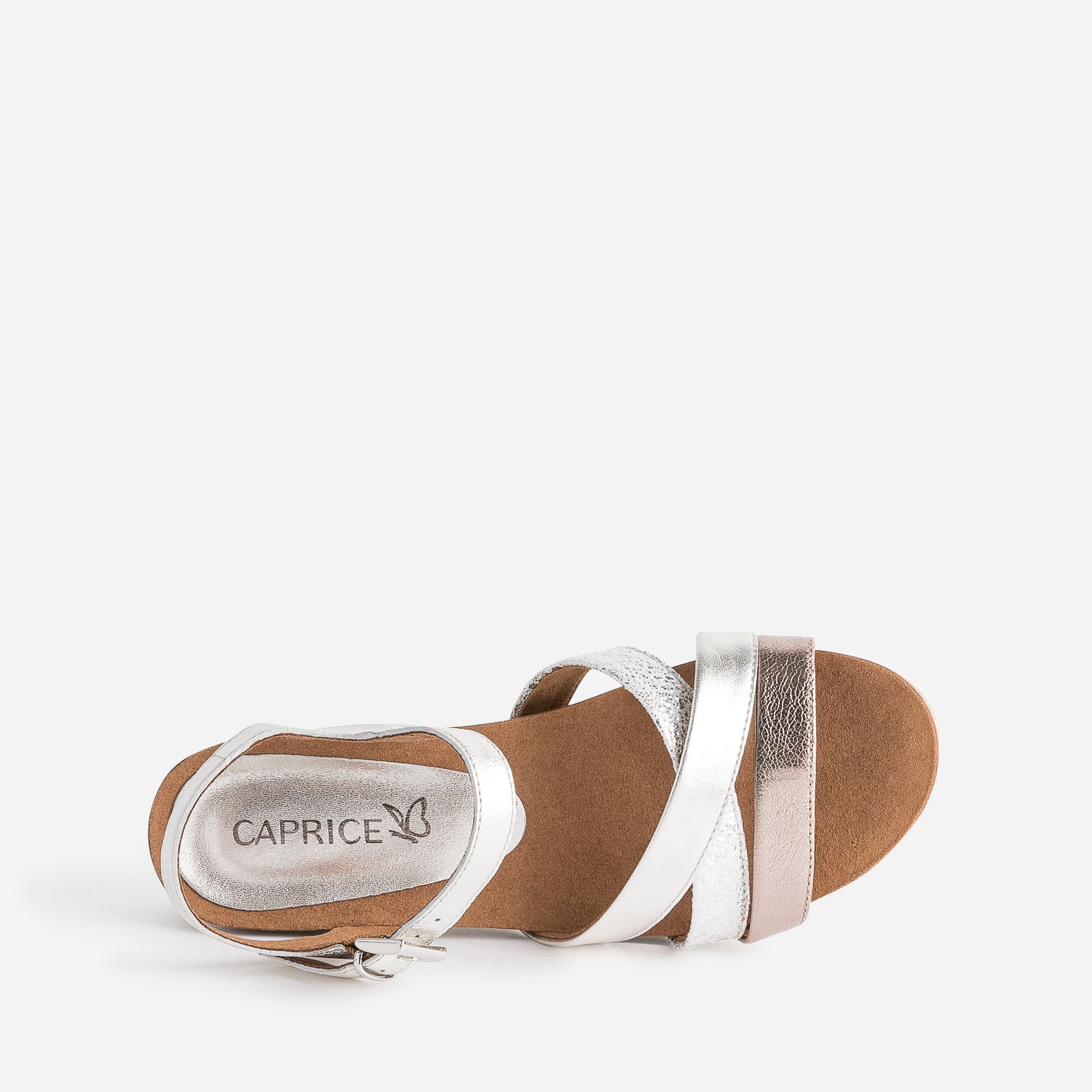 Sandale compensée CAPRICE argenté et bronze