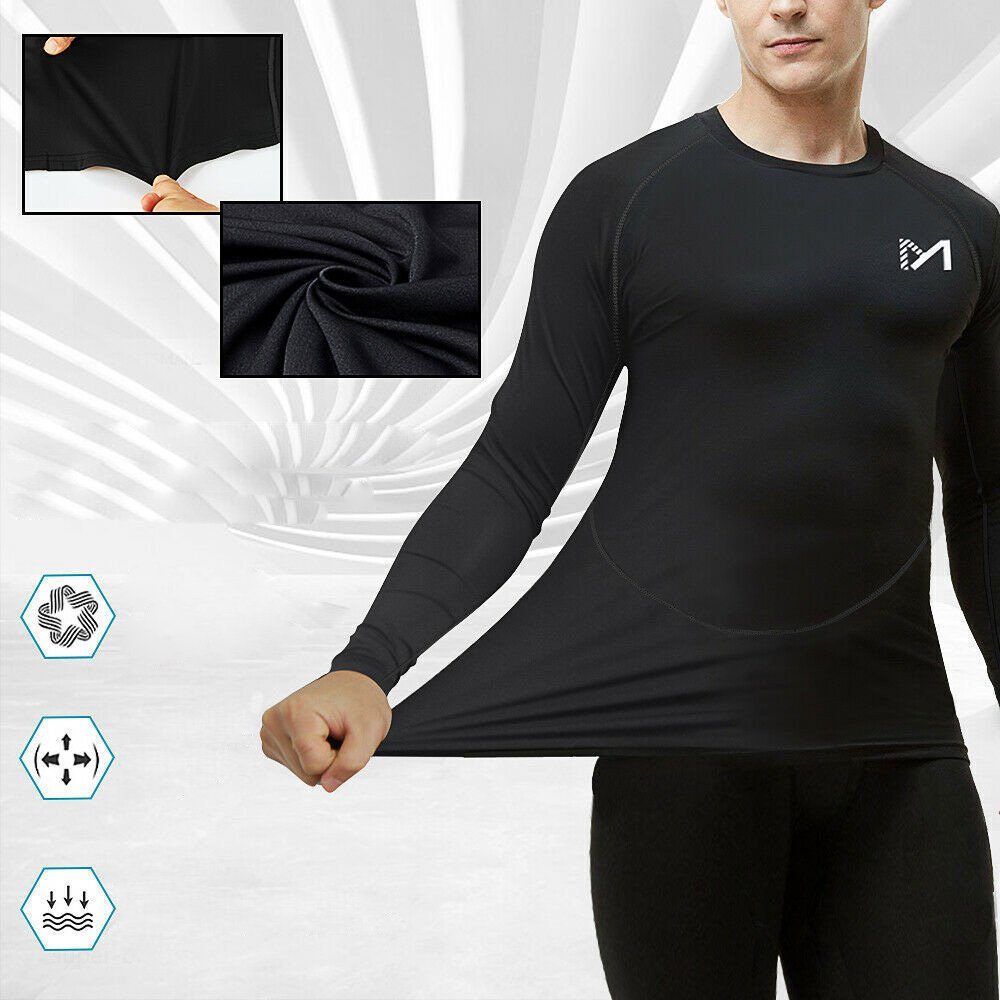 MEETYOO Funktionsshirt Herren Compression Langarmshirt (Muskelshirt, Sport Laufshirt Tights Tops) Kompressionsshirt Running Tops