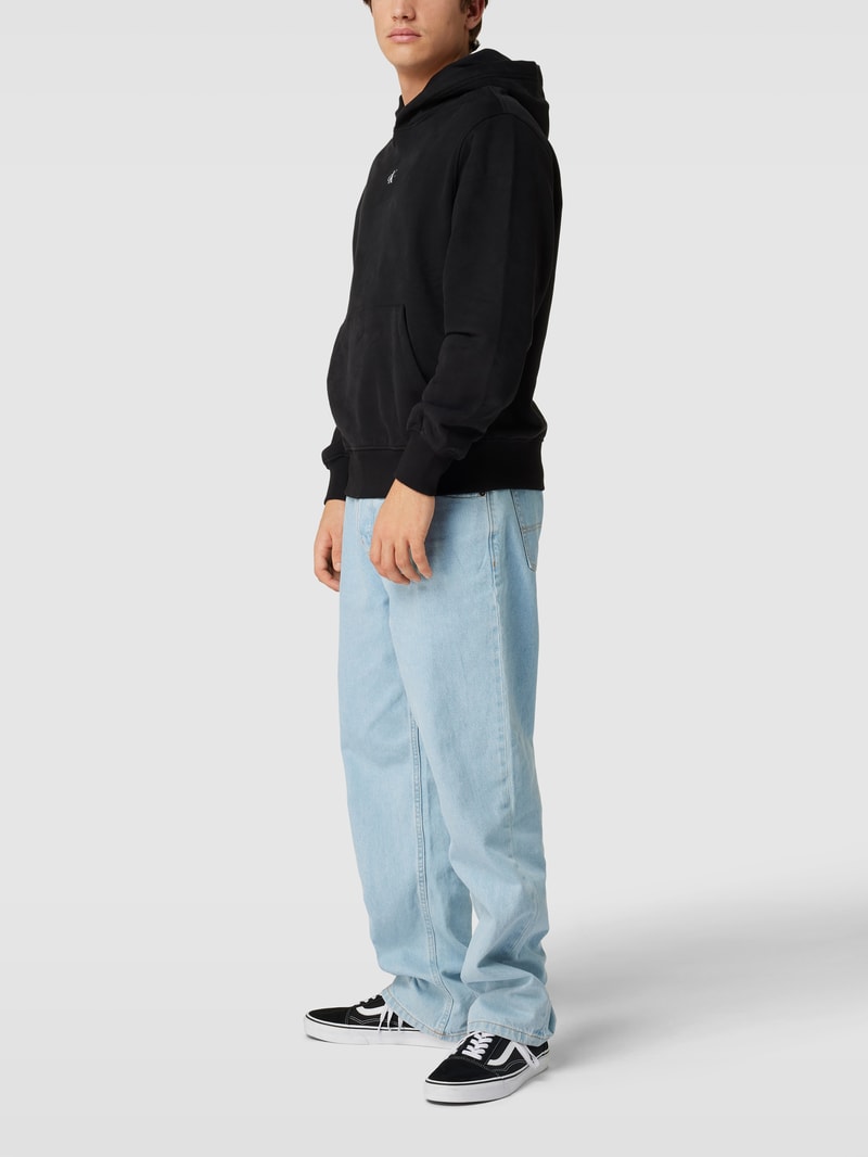 Hoodie mit Label-Print in schwarz