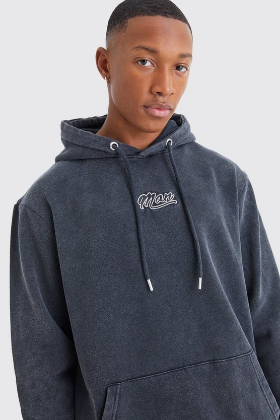 Man Acid Wash Over Head Hoodie