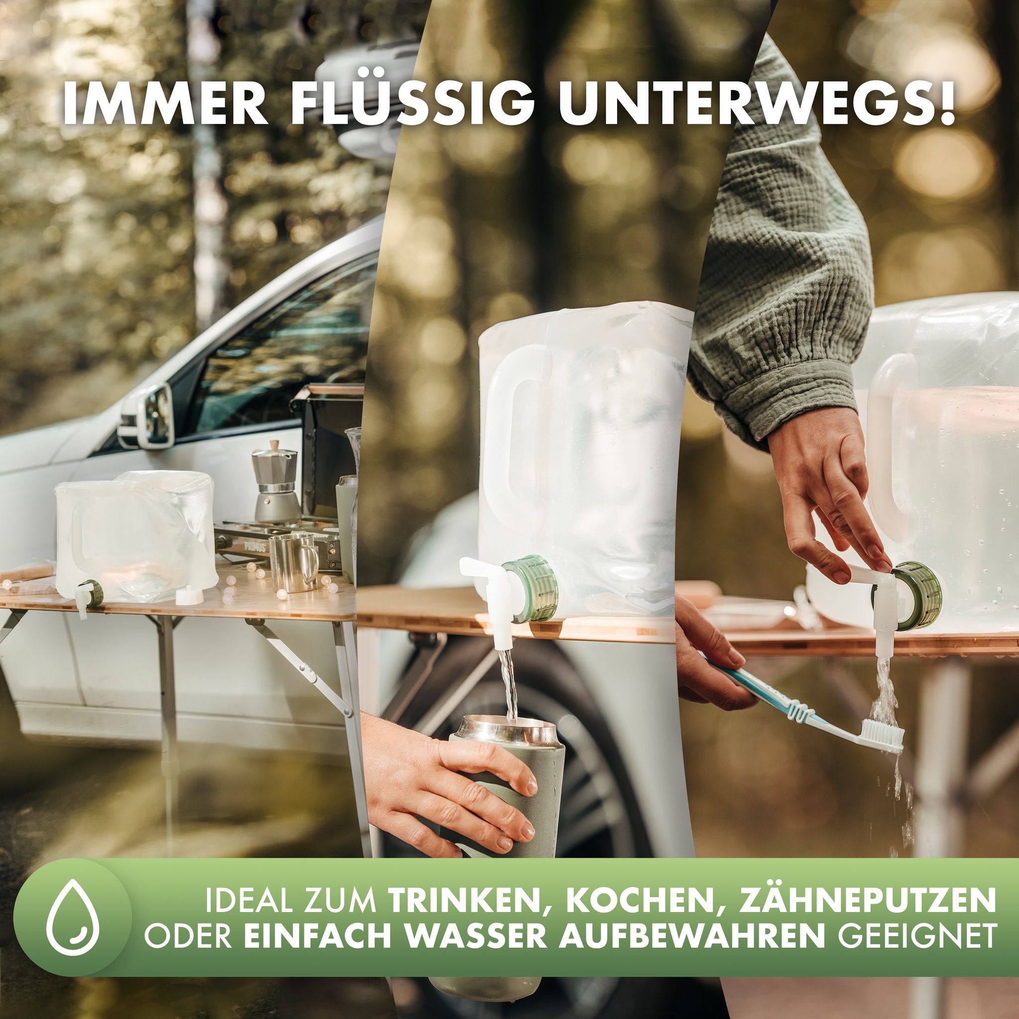 Naturbummler 10 Liter Set von 4 Faltbaren Wasserkanister
