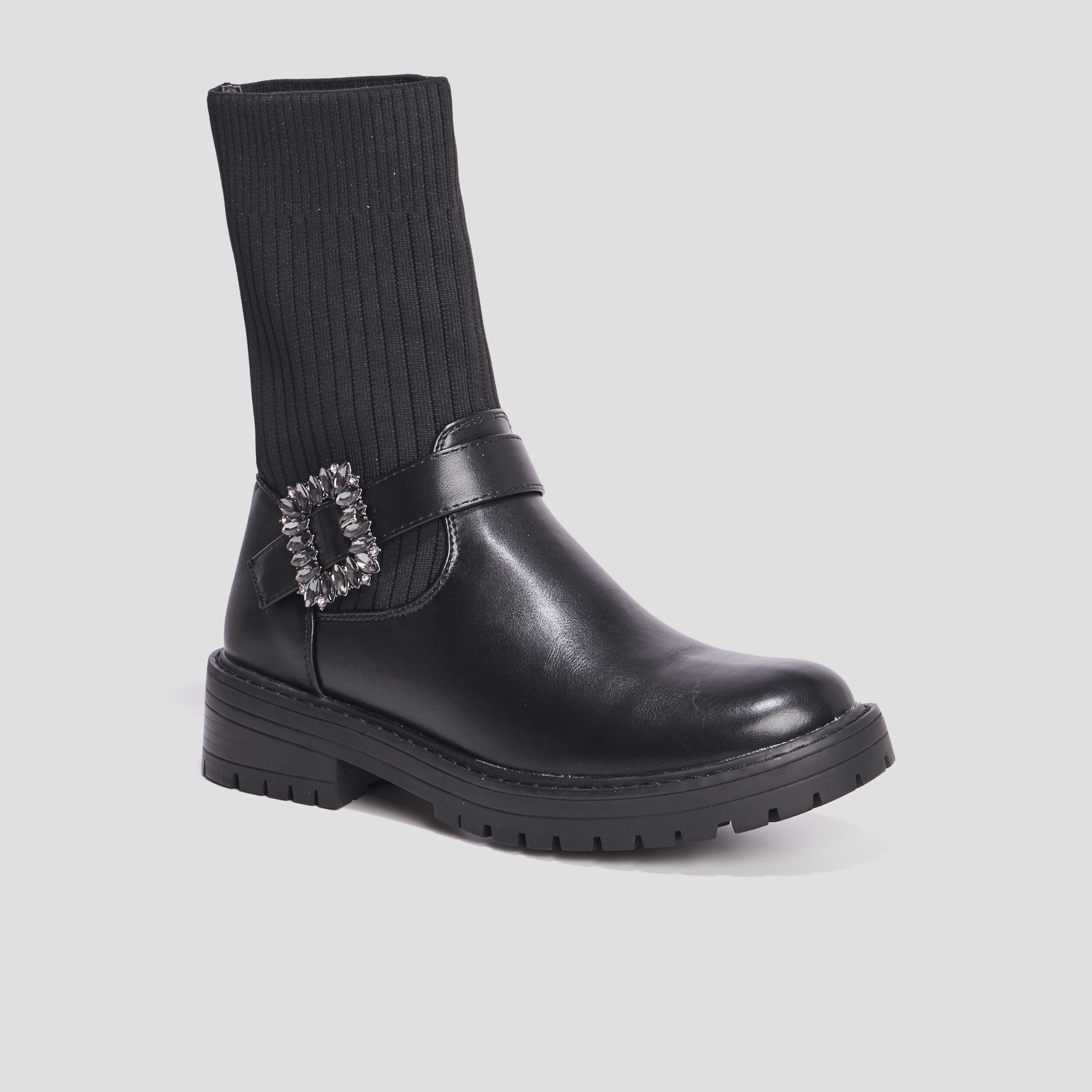 Bottines chaussettes avec boucle noir femme | La Halle