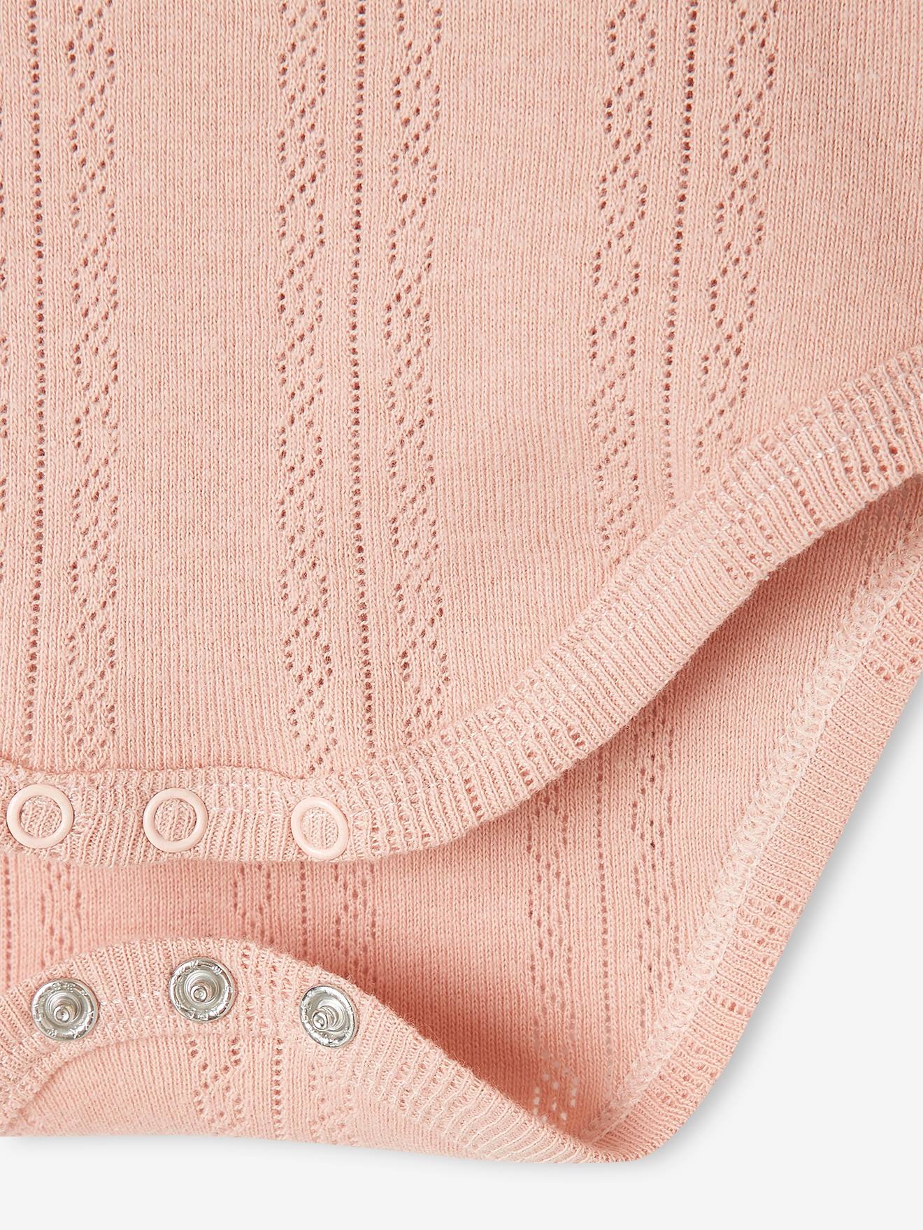 Lot de 2 bodies manches longues bébé en maille pointelle lot rose blush