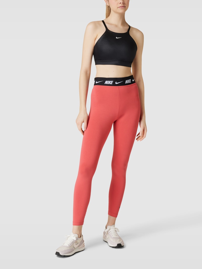 Leggings in unifarbenem Design mit Logo-Detail in rostrot