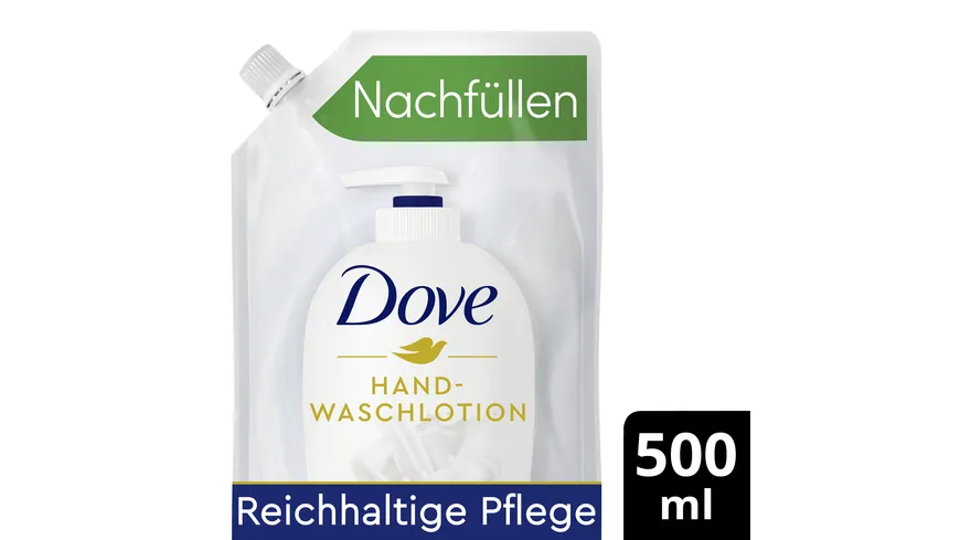 Dove Hand-Waschlotion für empfindliche Haut Flüssigseife mit ¼ Feuchtigkeitscreme Nachfüllung 500 ml