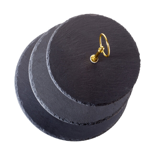 Schiefer Etagere, 3-stöckig, gold