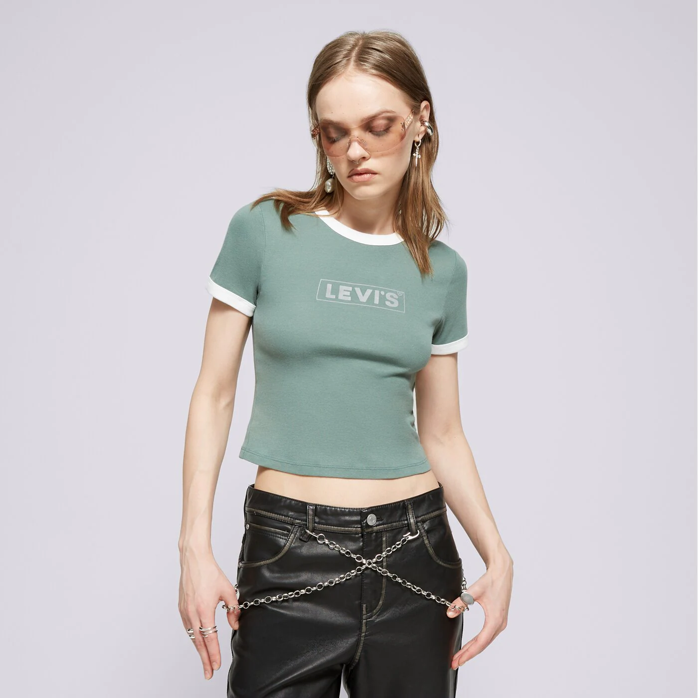 LEVI'S T-SHIRT GRAPHIC RINGER MINI TEE GREENS Khaki