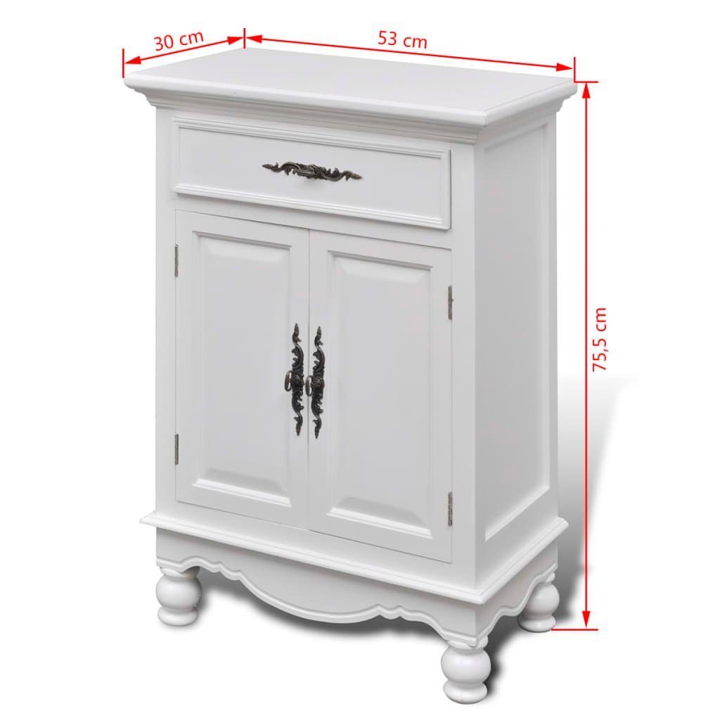 vidaXL Sideboard Holzschränkchen mit 2 Türen 1 Schublade Weiß (1 St)