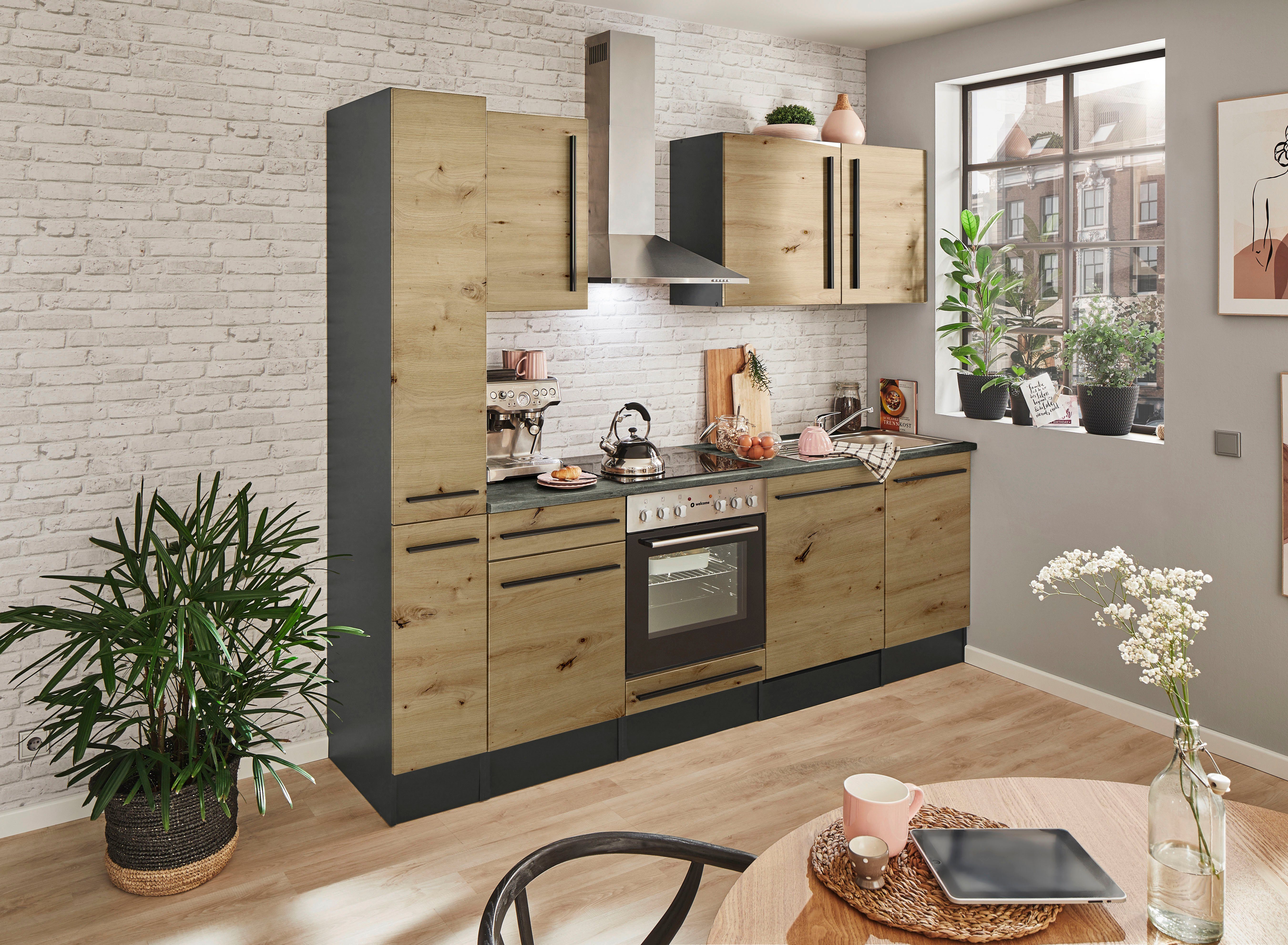 BASIC by Balculina Küchenzeile Jazz, Breite 250 cm, wahlweise mit E-Geräten