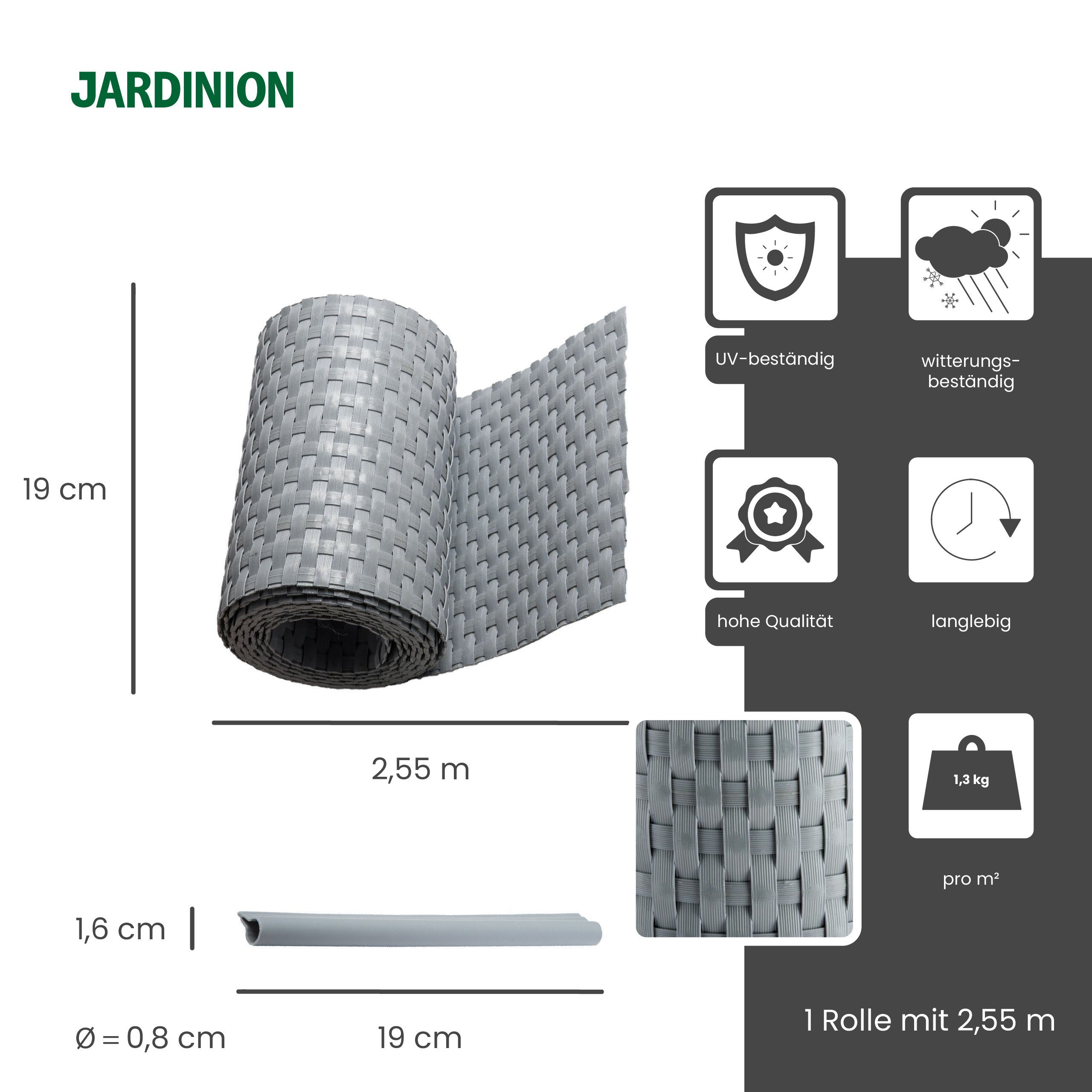 Jardinion Sichtschutzstreifen, (Sichtschutzstreifen, Doppelstabmattenzaun Sichtschutz, 1-St), aus Polyrattan, Wetterfest, inkl. Befestigungsmaterial