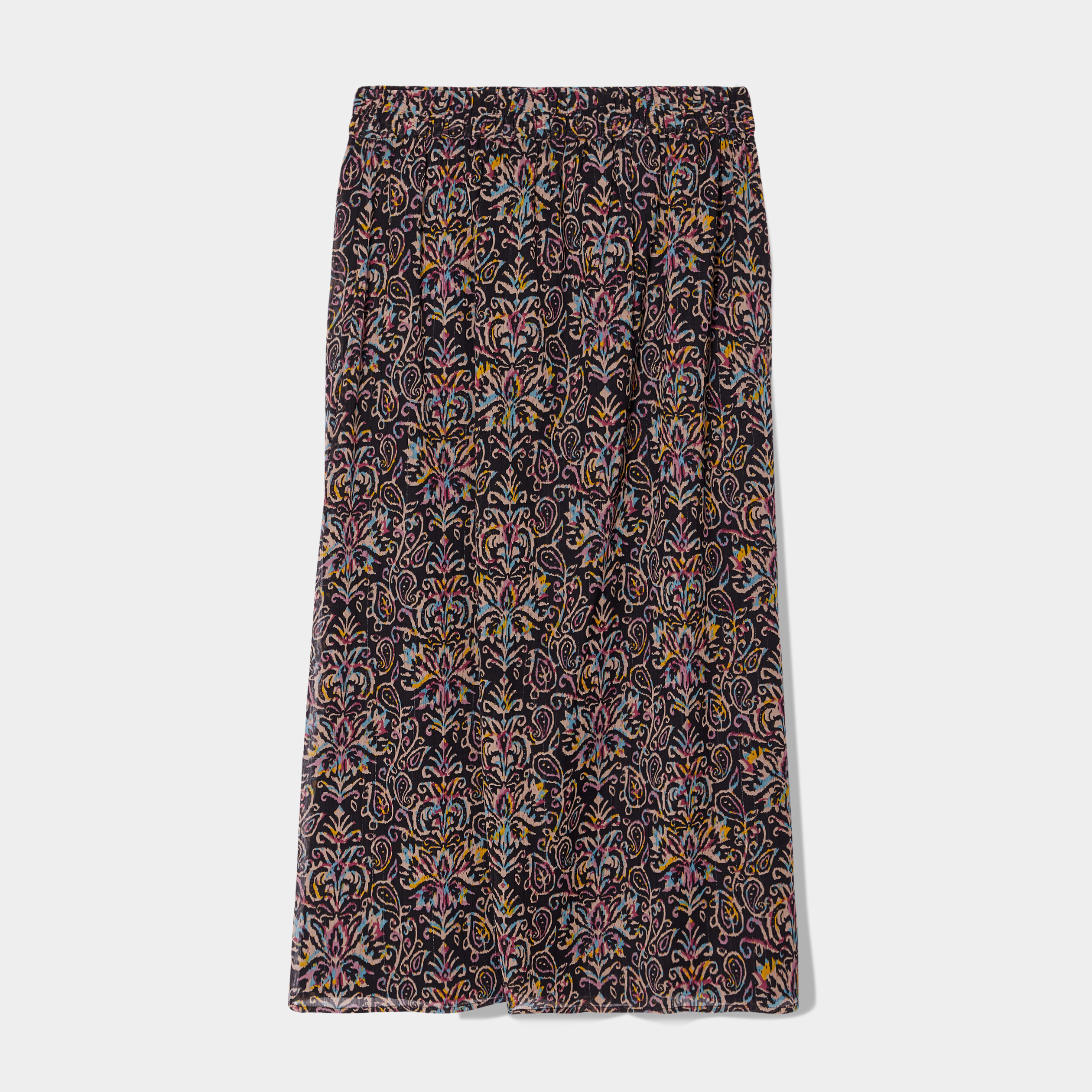 Jupe longue taille haute fils métallisés noir femme grande taille | La Halle