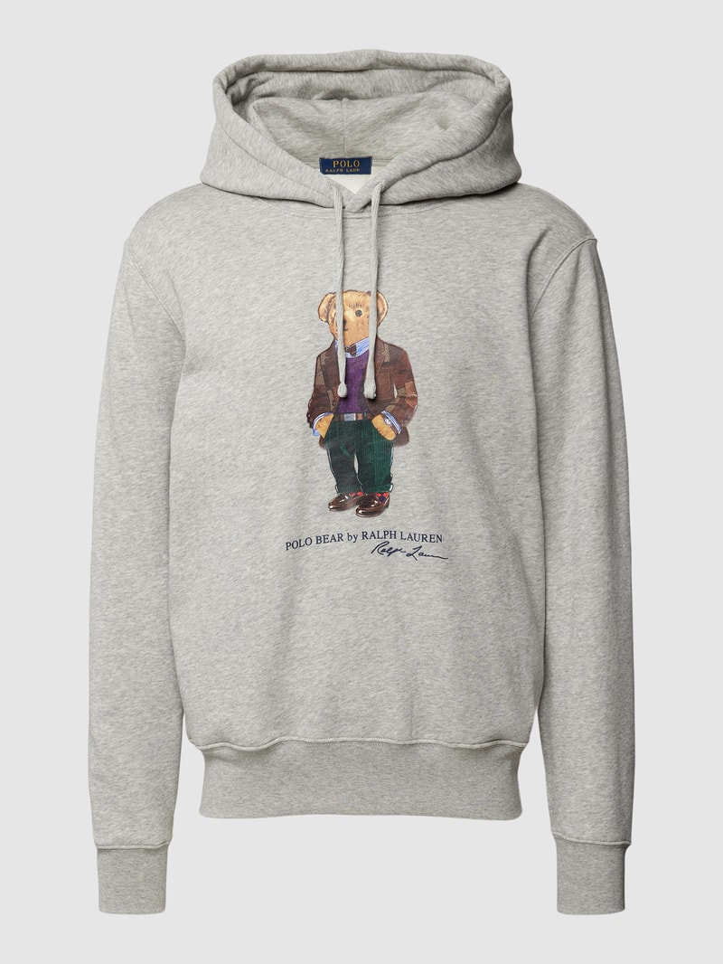 Hoodie mit Label-Print in hellgrau