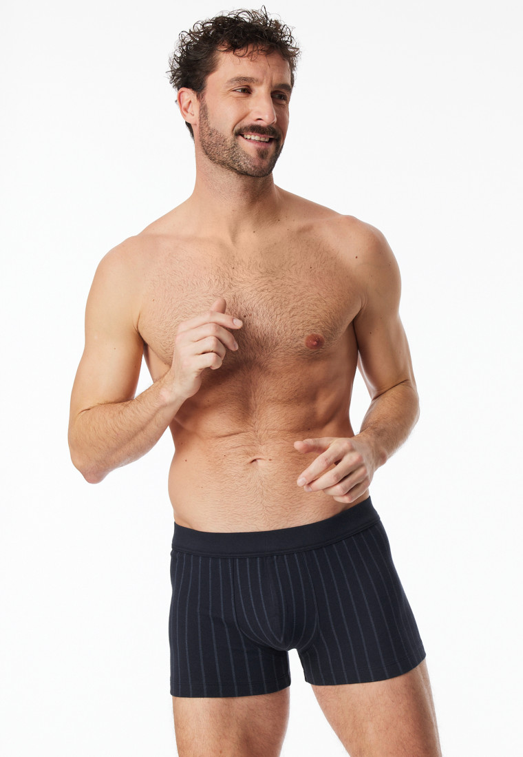 Shorts gestreift nachtblau - Fine Interlock