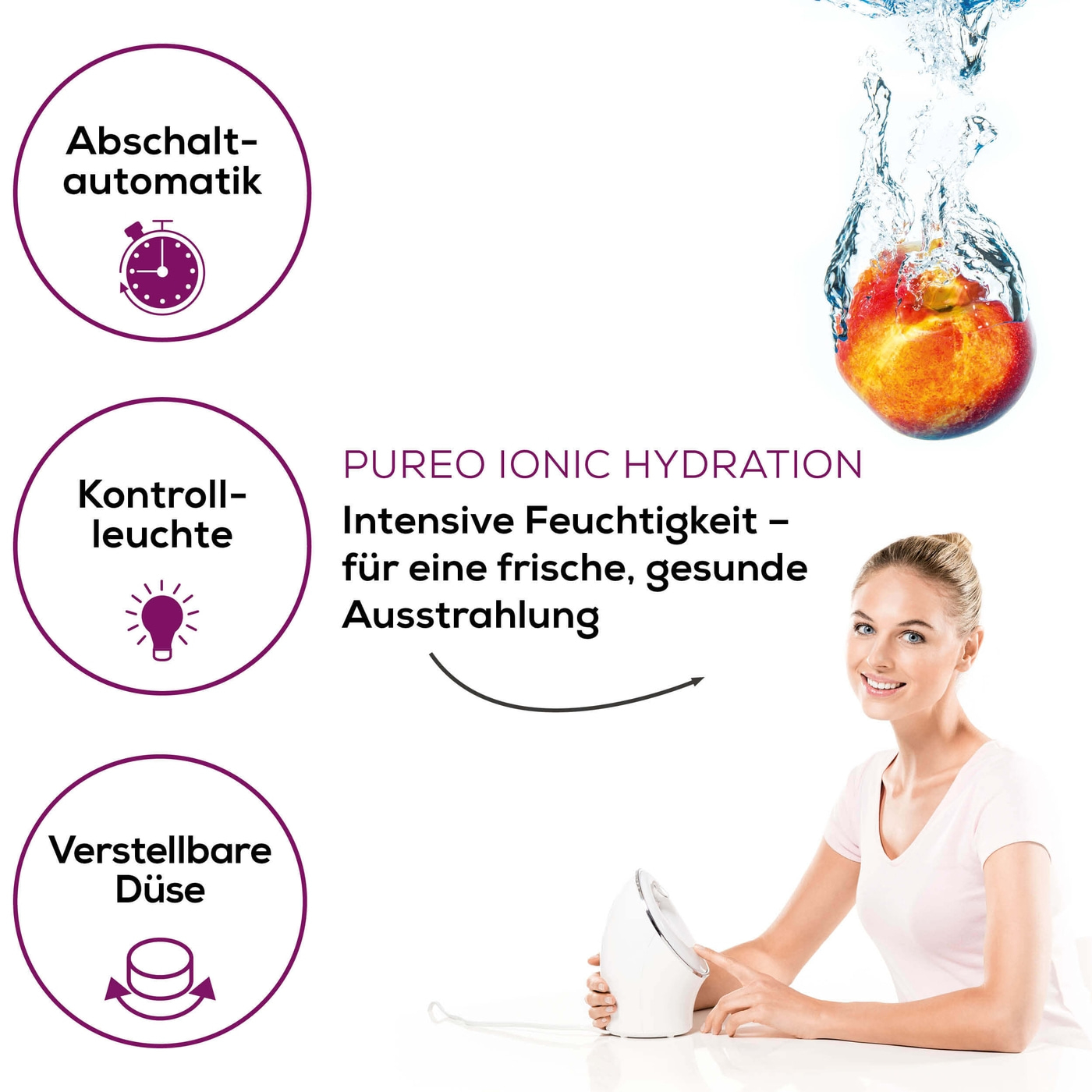Beurer Ionen Gesichtssauna FC 72 Pureo Ionic Hydration-Tiefenreinigende Gesichtssauna mit zuschaltbarer Inonen-Technologie