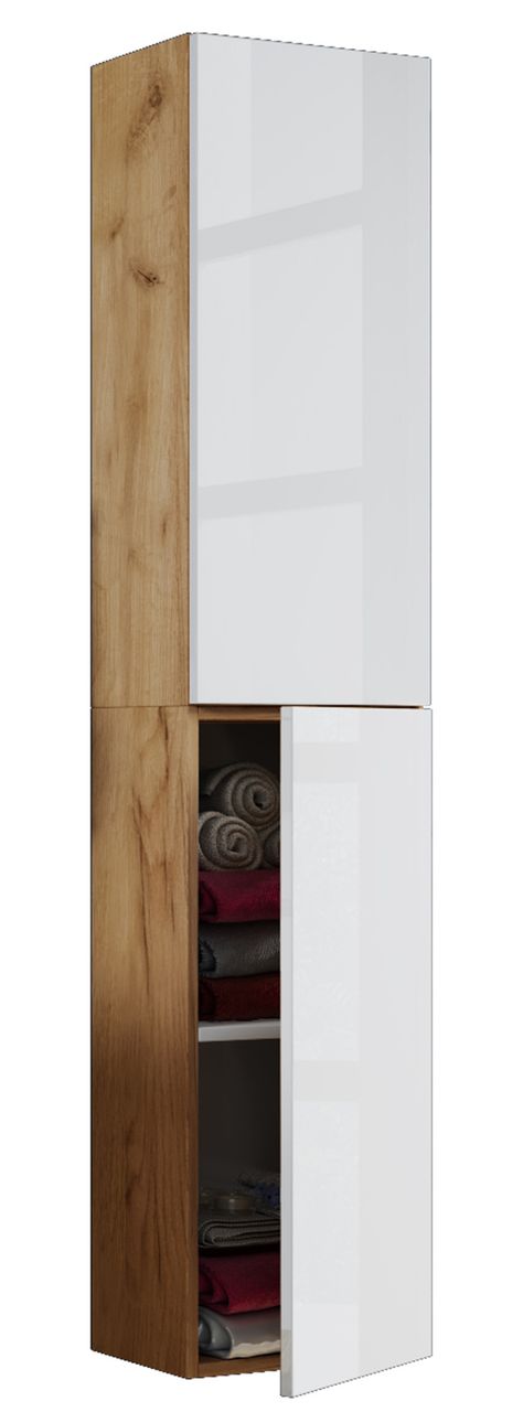 VCM Hochschrank Lendas Honig-Eiche/Weiß