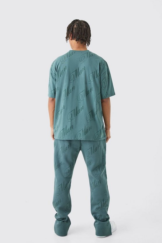 Man T-Shirt mit geteiltem Saum & Jogginghose