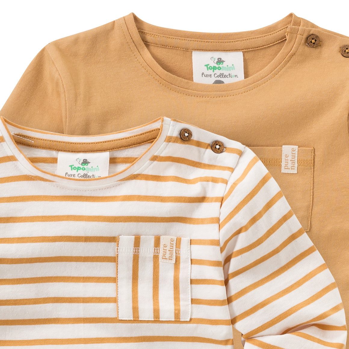 2 Baby Langarmshirts mit Brusttasche